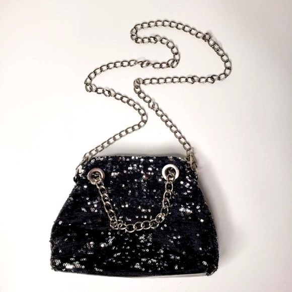 Fiona Lang London Metallic Sequin Chain Strap Evening Purse - Picture 2 of 11